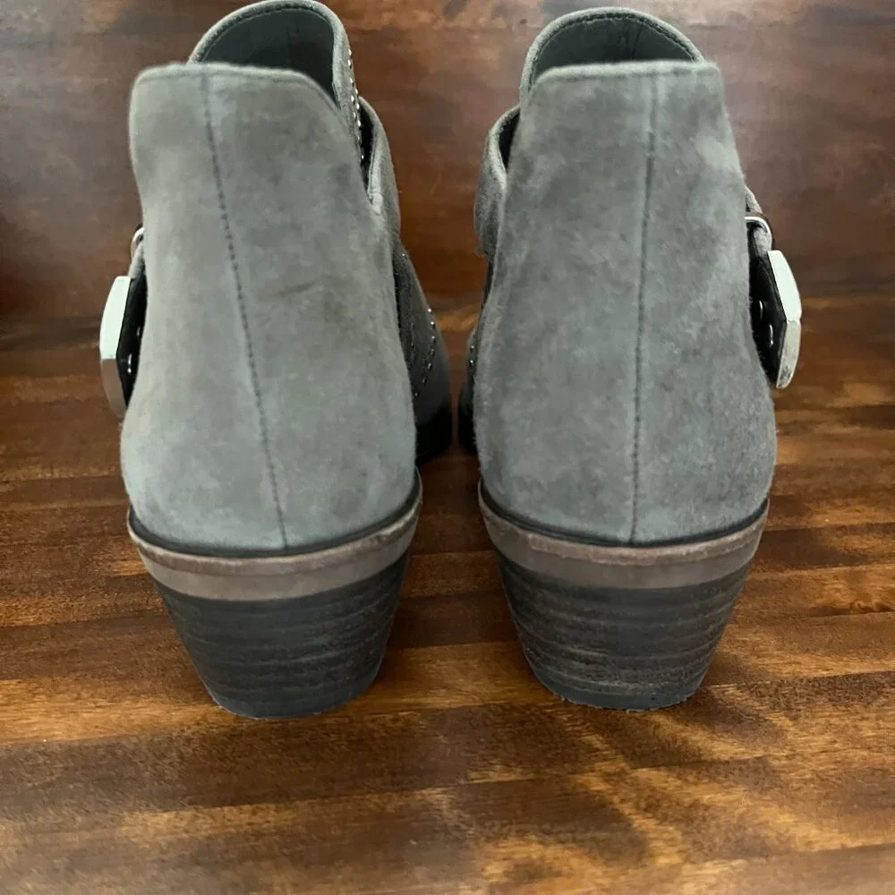 Vince Camuto Grey Suede Raina Studded Buckled Booties Women's Edgy Boho 6M - Picture 10 of 11